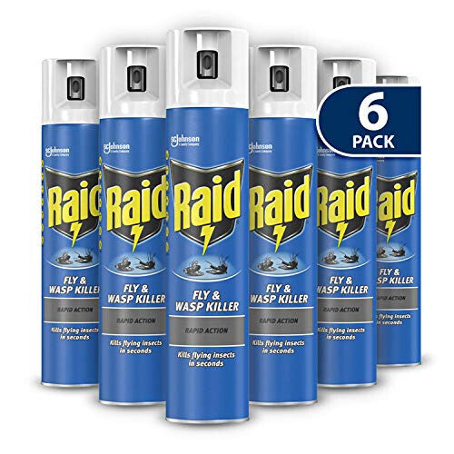 Raid Rapid Action Fly & Wasp Killer, Bug/Mosquitoes/Fly Killer Spray For Indoor Use, Pack of 6 (6 x 300ml)