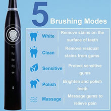 Rechargeable Electric Sonic Toothbrush for Adults Teens with 5 Modes 2 Mins Timer and 4 Duponts Toothbrush Heads, 4 Hours Charge Last 30 Days