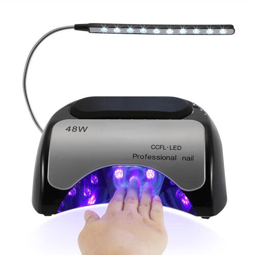 (Red  EU Plug) 48W LED + CCFL Nail Lamp Gel Dryer Curing Machine for Fingernail & Toenail