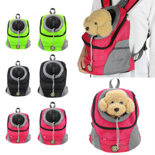 (Red, L) Pet Dog Shoulder Bag Small Dog Travel Mesh Backpack Breathable Portable Outbound Travel Pet Bag