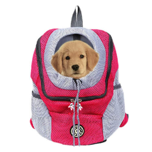 (Red, L) Pet Dog Shoulder Bag Small Dog Travel Mesh Backpack Breathable Portable Outbound Travel Pet Bag