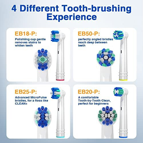 Replacement Brush Heads Compatible with Oral B, 16Pcs Toothbrush Heads for Oral B Works with Precision, Whitening and Floss-White