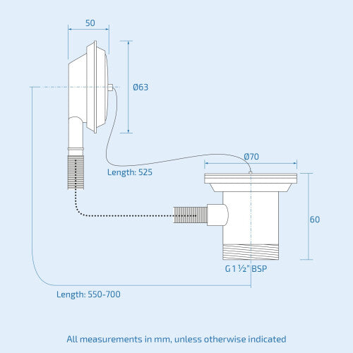 Retainer Bath Waste & Overflow With Brass Plug & Link Chain Chrome