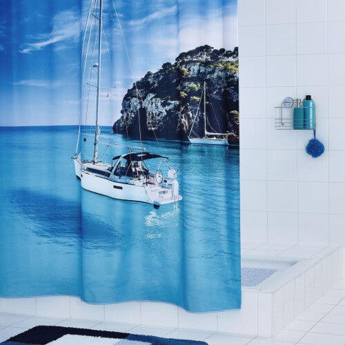 RIDDER Bathroom Shower Curtain Sailboat Washable 180x200cm Modern Water-proof