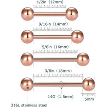 Rose Gold styles1PC Tongue Piercing Titanium Plated  1.2mm 14mm 3mm