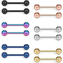 Rose Gold styles1PC Tongue Piercing Titanium Plated  1.2mm 14mm 3mm