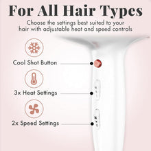 (Rose Gold With Diffuser) Hair Dryer for Curly Hair with Diffuser - 1800w Diffuser Hair Dryer with 3 Heat Settings, 2 Speeds and Cold Air - Hair Dryer for Women