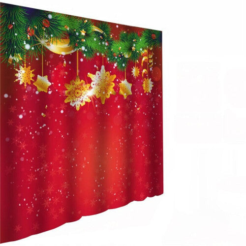 (RoseRed, 180*180cm) Christmas Shower Curtain With Hook Toilet Seat Cover Mat Pads Rug Bathroom Set