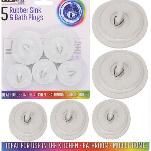 Rubber Bath Sink Plugs Basin Bathroom Kitchen x5 Drain Stopper