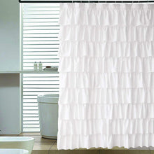 Ruffle Shower Curtain Decor Soft Polyester, White,71 inch X 71 inch