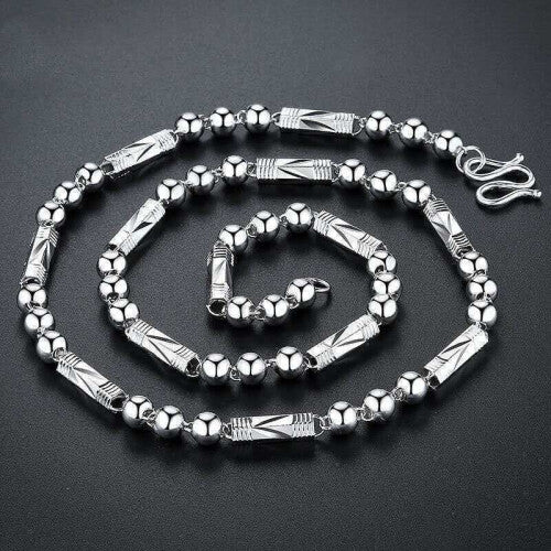 S999 Sterling Silver Men's Necklace Domineering Thick Hexagonal Personality Chain Silver Jewelry Gift