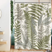 Sage Green Leaves Plant Bathroom Fabric Botanical Shower Curtain, 72 x 72 Inch