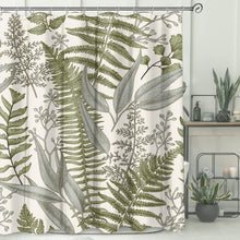 Sage Green Leaves Plant Bathroom Fabric Botanical Shower Curtain, 72 x 72 Inch