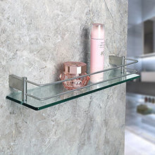 Sayayo Tempered Glass Shelf Bathroom Shelf with Rail Wall Mounted 20 inches, Stainless Steel Brushed Finished, EGC1000