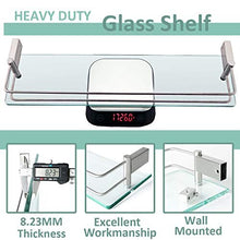 Sayayo Tempered Glass Shelf Bathroom Shelf with Rail Wall Mounted 20 inches, Stainless Steel Brushed Finished, EGC1000