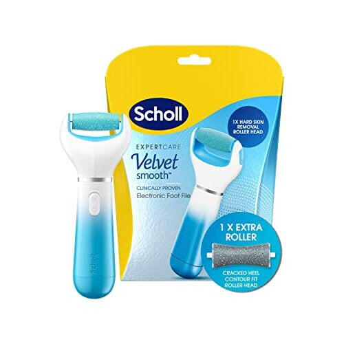 Scholl Velvet Smooth Electric Foot File Pedicure Hard Skin Remover with Extra Cracked Heel Roller Refill