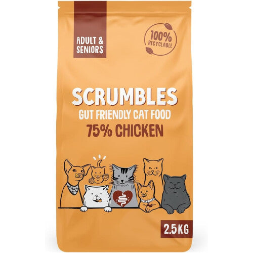 Scrumbles All Natural Dry Cat Food with 75% Chicken, High Protein Food For Adults And Seniors, 2.5Kg,package may vary