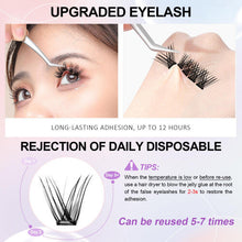 Self Adhesive Eyelashes Reusable Press-On Lashes, Mixed 9-14MM D Curl Cluster Lashes, No Glue Needed, Portability, Invisible Band, Natural, Pre Glued