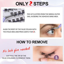 Self Adhesive Eyelashes Reusable Press-On Lashes, Mixed 9-14MM D Curl Cluster Lashes, No Glue Needed, Portability, Invisible Band, Natural, Pre Glued