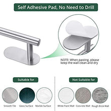 Self Adhesive Towel Rail, JiGiU 5 Pieces Bathroom Accessories Kit 16 inch/40cm Wall Mounted Towel Holder Toilet Paper Holder & 3 Towel Hook 304