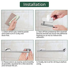 Self Adhesive Towel Rail, JiGiU 5 Pieces Bathroom Accessories Kit 16 inch/40cm Wall Mounted Towel Holder Toilet Paper Holder & 3 Towel Hook 304