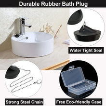 Set of 2 Universal Sink Plug with Stainless Ball Chain and Case - for Kitchen Bath Sink Drain Stopper Plug Rubber Bath Plug (44mm, Drain Plug Size