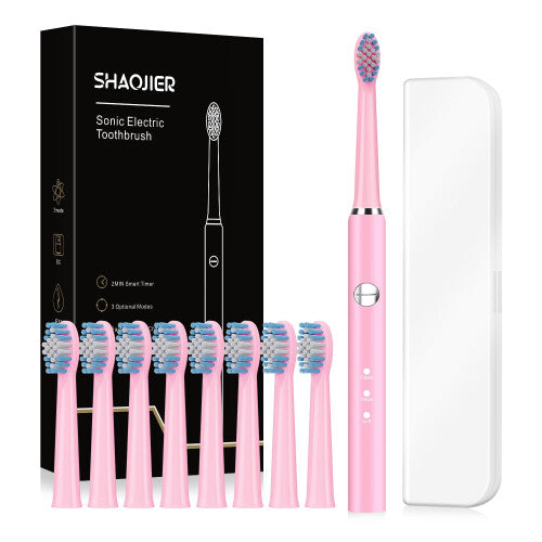 SHAOJIER Electric Toothbrush  with 8 Replacement Brush Heads and 1 Tra