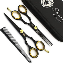 SHARPY - Hairdresser Scissors Set, Professional Black Hair Scissors and Hairdressing Thinning Scissors for Salon - Barbers or Home Use - Light an