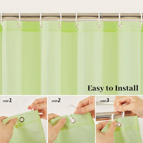 Shower Curtain Anti-Mildew 180x200cm Bathroom Curtain Waterproof Yellow Polyester Fabric with 6 Hooks