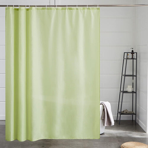 Shower Curtain Anti-Mildew 180x200cm Bathroom Curtain Waterproof Yellow Polyester Fabric with 6 Hooks