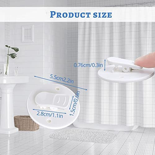 Shower Curtain Clips, 8PCS Shower Curtain Clips To Wall with Water Guard Self-adhesive Shower Curtain Weight Clip for Shower Hanging Camper Christmas