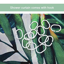 Shower Curtain Fabric, Printed Waterproof Shower Curtain 180 * 180cm, Dark Green Painted Plantain Bamboo Leaf Waterproof and Mildewproof White