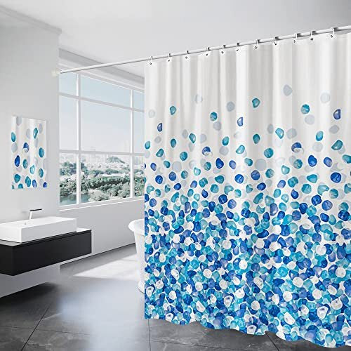 Shower Curtain for Bath Tub and Shower Stall, Shower Curtains Waterproof Resistant, Washable Polyester 180x200 cm Bath Curtains with Rustproof Hooks,