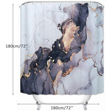 Shower Curtain, Gray Marble Pattern Shower Curtain with 12 Hooks, Suitable for Family Hotel Shower Curtains(72 