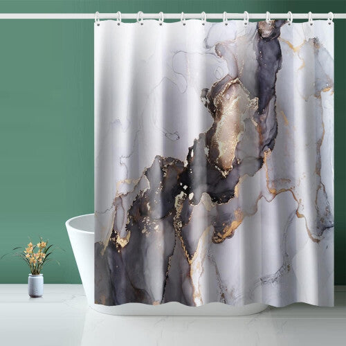 Shower Curtain, Gray Marble Pattern Shower Curtain with 12 Hooks, Suitable for Family Hotel Shower Curtains(72 "X 72")