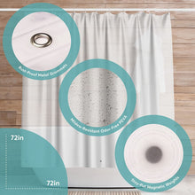 Shower Curtain Liner C 72 x 72 PEVA Heavy Duty Shower Curtain with Rustproof Metal Grommet and 3 Magnetic Weights C Odor Free and Compatible with