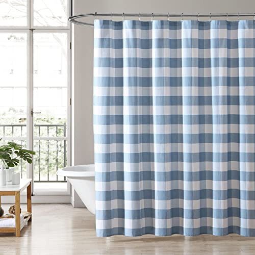 - Shower Curtain, Stylish Cotton Bathroom Decor, Elegant Floral Home Decor (Cynthia Blue, 72" x 72")