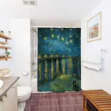 Shower Curtain Van Gogh Starry Night Over The Rhone Polyester Fabric Curtains Bathroom Decor Set with 12 Pieces Hooks, 60