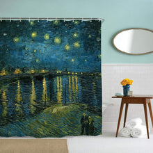 Shower Curtain Van Gogh Starry Night Over The Rhone Polyester Fabric Curtains Bathroom Decor Set with 12 Pieces Hooks, 60