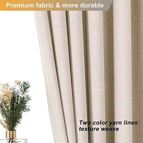 Shower Curtain Waterproof Anti Mould Resistant- Linen Textured Decorative Bathroom Shower Curtains with 12 Hooks 180x180cm, Beige/Cream