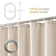 Shower Curtain Waterproof Anti Mould Resistant- Linen Textured Decorative Bathroom Shower Curtains with 12 Hooks 180x180cm, Beige/Cream