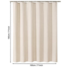 Shower Curtain Waterproof Anti Mould Resistant- Linen Textured Decorative Bathroom Shower Curtains with 12 Hooks 180x180cm, Beige/Cream