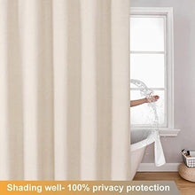 Shower Curtain Waterproof Anti Mould Resistant- Linen Textured Decorative Bathroom Shower Curtains with 12 Hooks 180x180cm, Beige/Cream