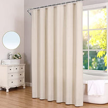 Shower Curtain Waterproof Anti Mould Resistant- Linen Textured Decorative Bathroom Shower Curtains with 12 Hooks 180x180cm, Beige/Cream