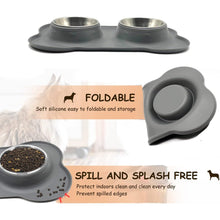 Silicone non-slip stainless steel double dog bowl