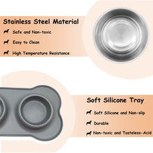 Silicone non-slip stainless steel double dog bowl