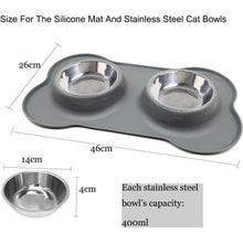 Silicone non-slip stainless steel double dog bowl