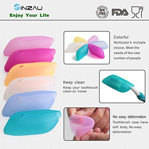 Silicone Toothbrush Cover, Hygienic and Antimicrobial Toothbrush Holder for Camping, Travel, Pack of 6