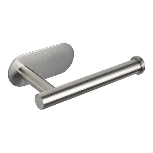 (Silver) Adhesive Wall Mounted Toilet Roll Holder Stainless Steel Paper Stand Stick