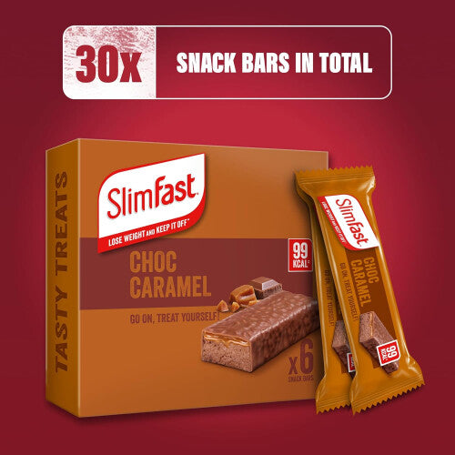 SlimFast Snack Bar, Low Calorie Snack, Choc Caramel Flavour 30 x 26